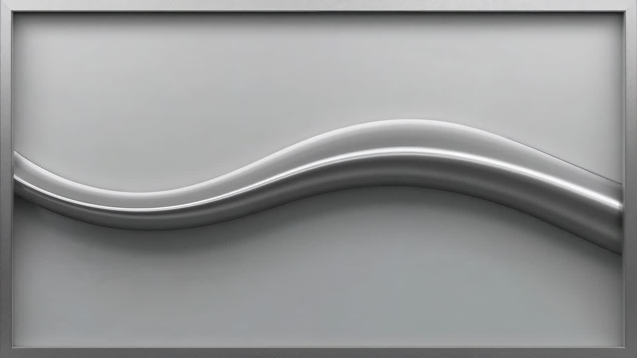 Starting sequence, sliding ribbon band moving right across framed relief on wall, shifting glints
