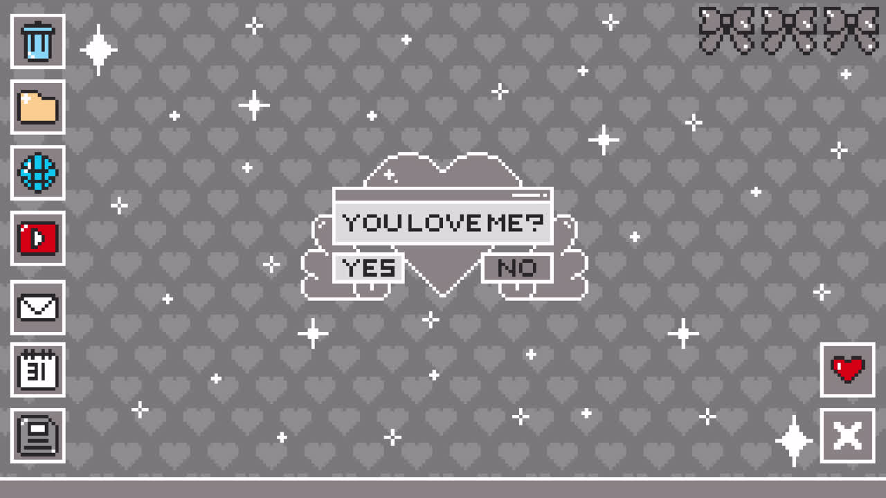 Pixel Art Retro Desktop Interface: Love Prompt and System Error
