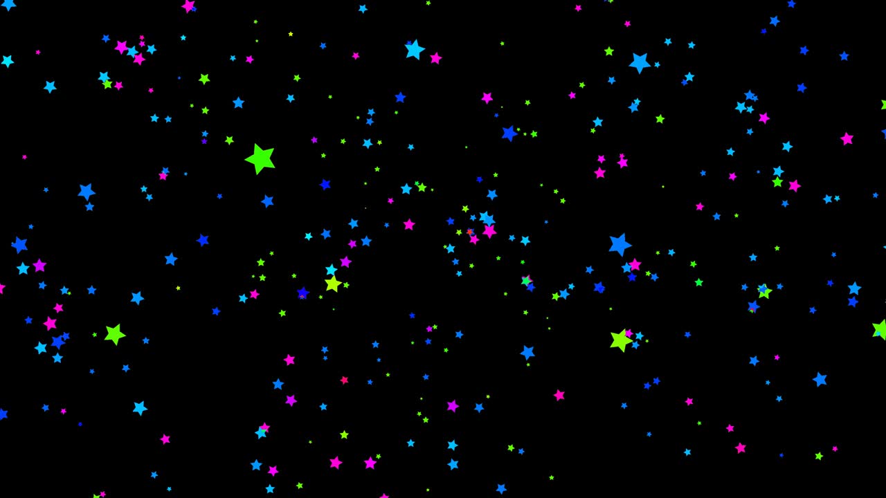 백만 개의 무지개색의 별들이 천천히 떨어지고 결국 어집니다.