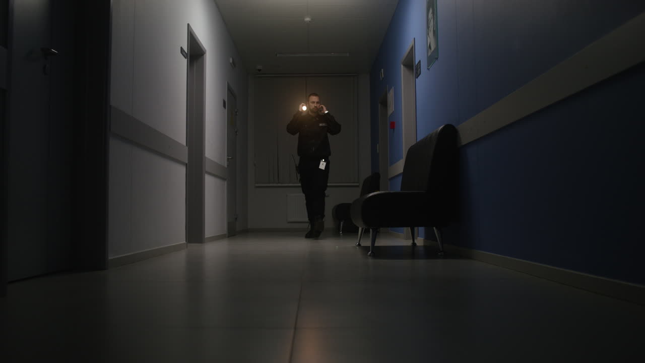 hombre en uniforme hablando con walkie-talkie