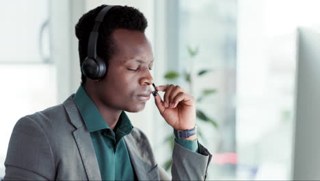 Customer-service,-sales-and-black-man-listening