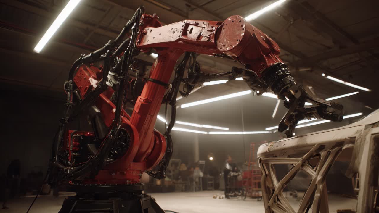 Robotic Arm in Action: A Glimpse into Advanced Automation Technology in Manufacturing Environments with Focus on Precision and Efficiency