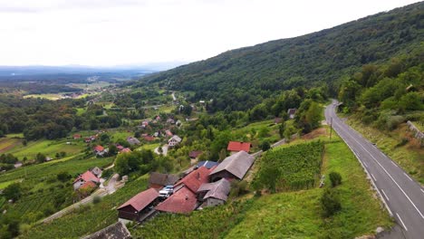 a road by the village in the highlands of europe