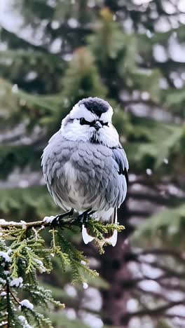 a majestic canadian jay in a snowy forest