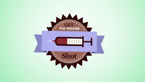 animación del texto de la vacuna contra la gripe en fondo verde