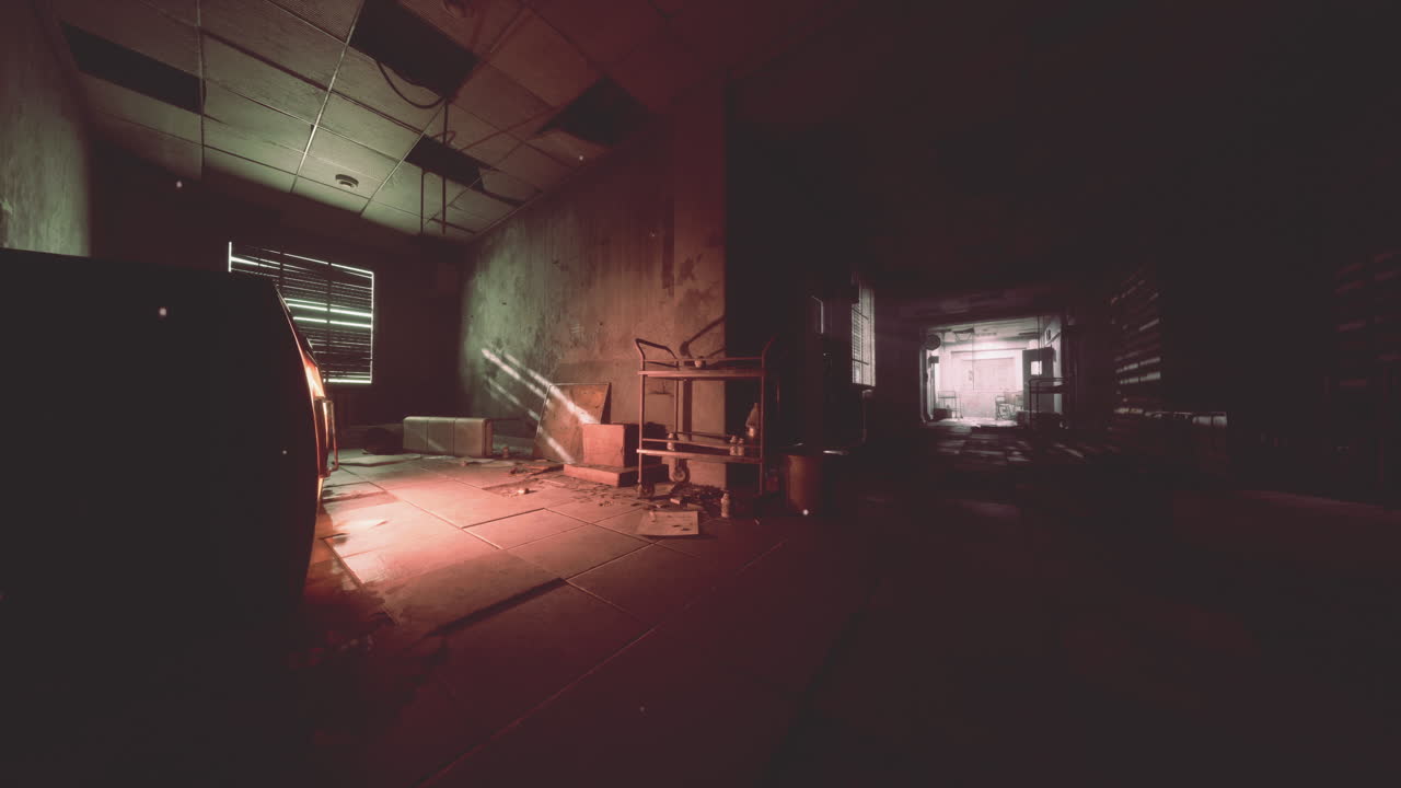 habitación de hospital abandonada y espeluznante