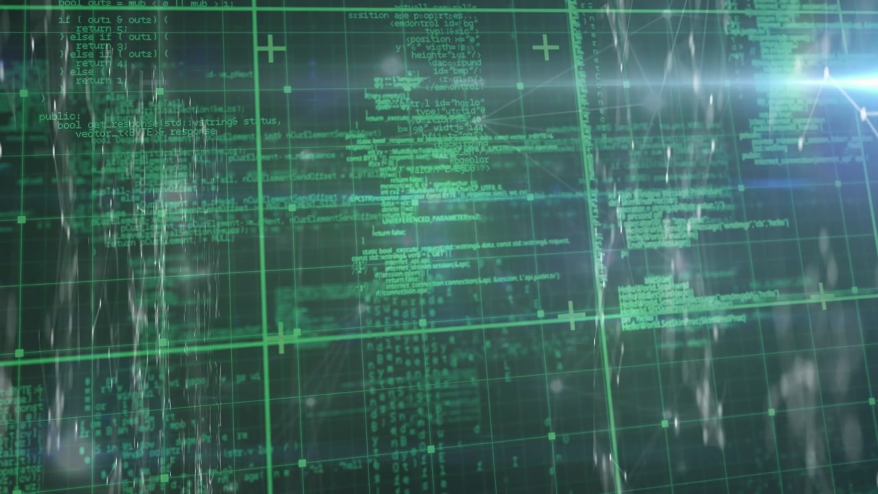 Animation of data processing in blue space