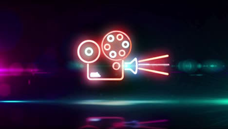 cinema projector and camera symbol abstract loopable animation