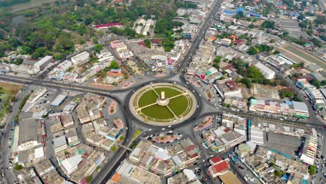 road and roundabout top view, road traffic an important infrastructure in thailand