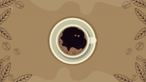 deliciosa taza de café animación de vista del aire