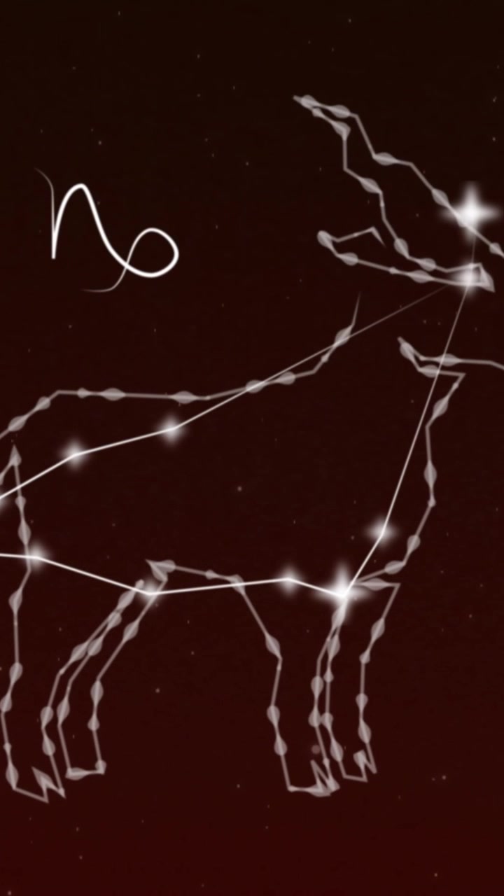 Animation of capricorn star sign on clouds of smoke in background