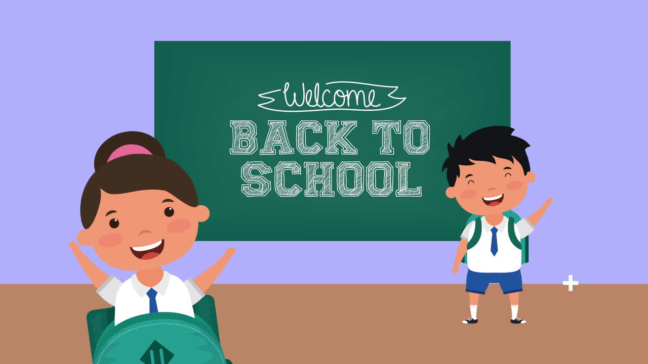 back to school season with kids and chalkboard