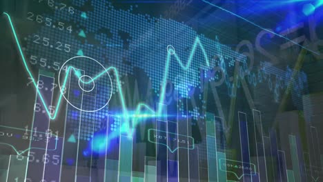 animación de datos financieros y procesamiento de gráficos en la pantalla digital de la marina