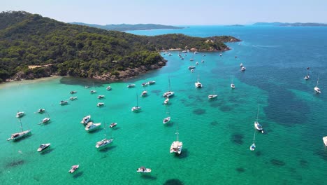 famouse notre dame beach, cote d´azur, france, aerial view. best beach in provence and the côte d'azur. drone passing forward abve the bay. turqoise water.