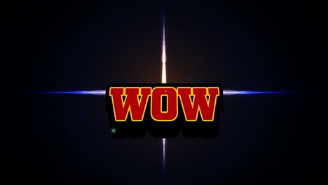 Animation of wow and lights on black background
