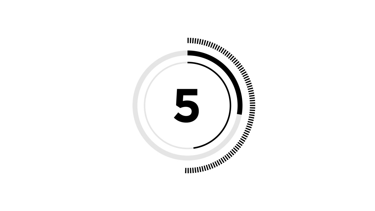 Minimalist 10 Second Countdown Timer Animation on White Background