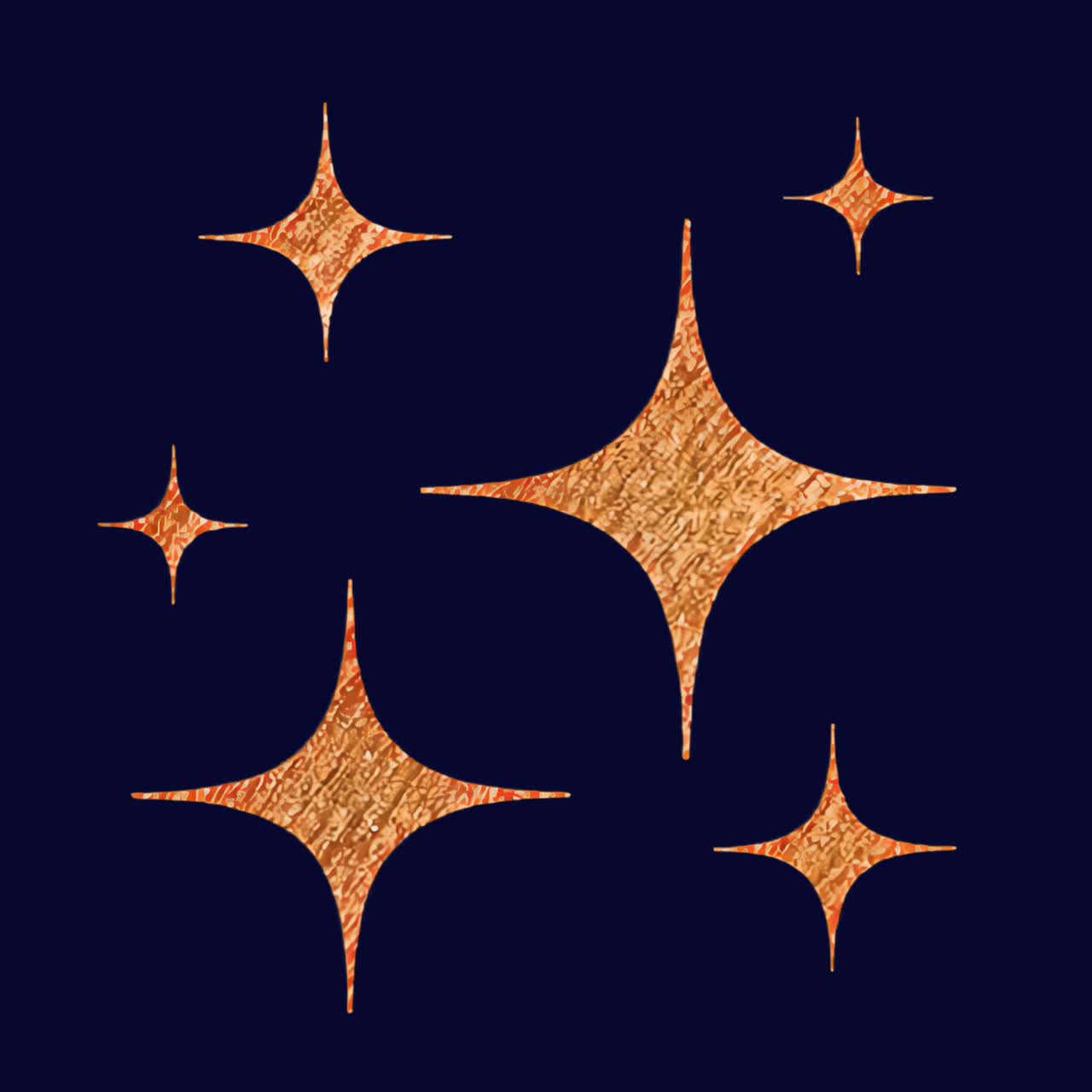 Golden stars on dark background animation isolated asset, transparent 4K video, alpha channel