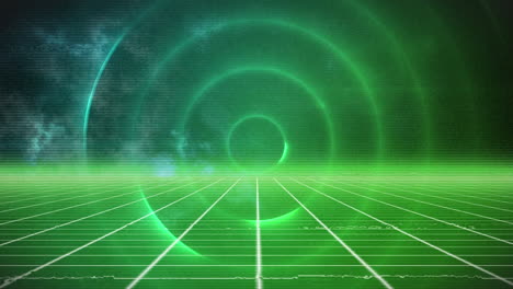 animation of glowing circles in green space