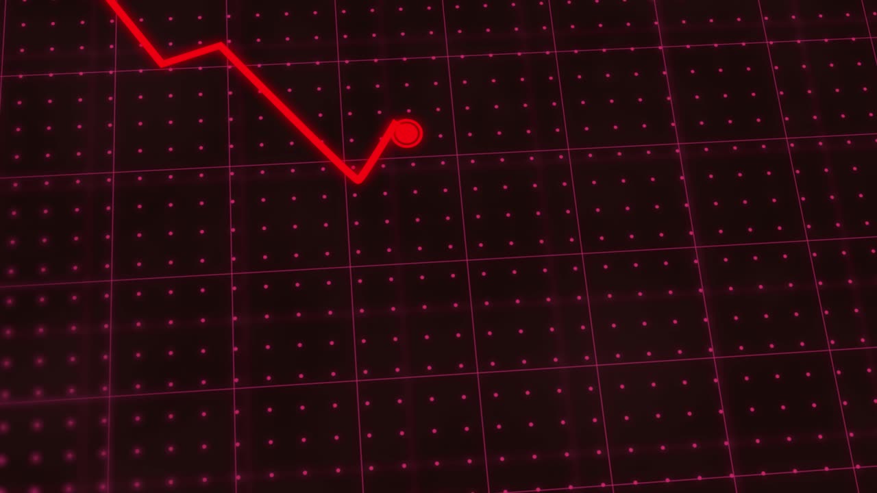 Negative red line graph falling down due to low prices and market recession