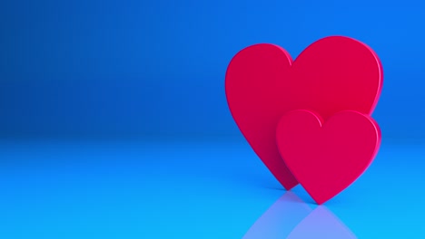 corazones rojos en un fondo azul. corazón abstracto. símbolo de amor. fondo romántico para el día de san valentín. aislado en un fondo azul. elemento de decoración festiva. bucle de animación 3d de 4k
