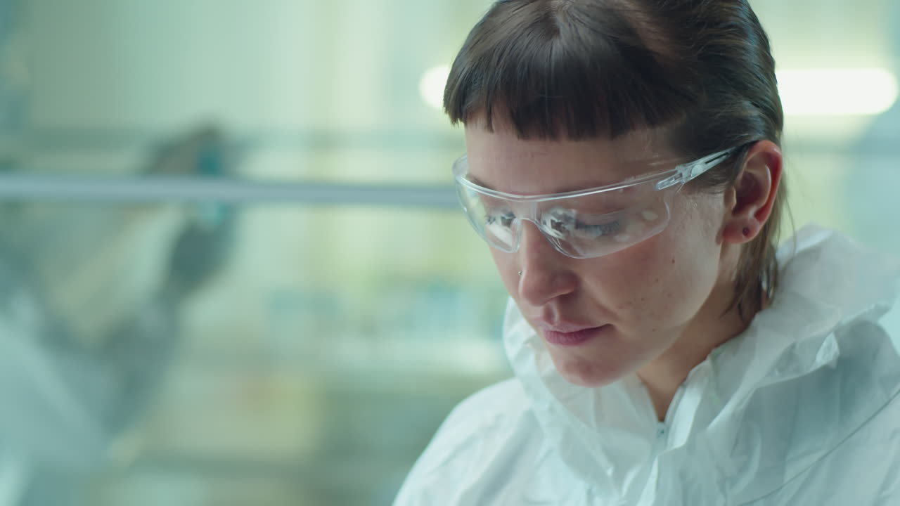 Female Doctor Putting on Protective Mask and Coverall Suit