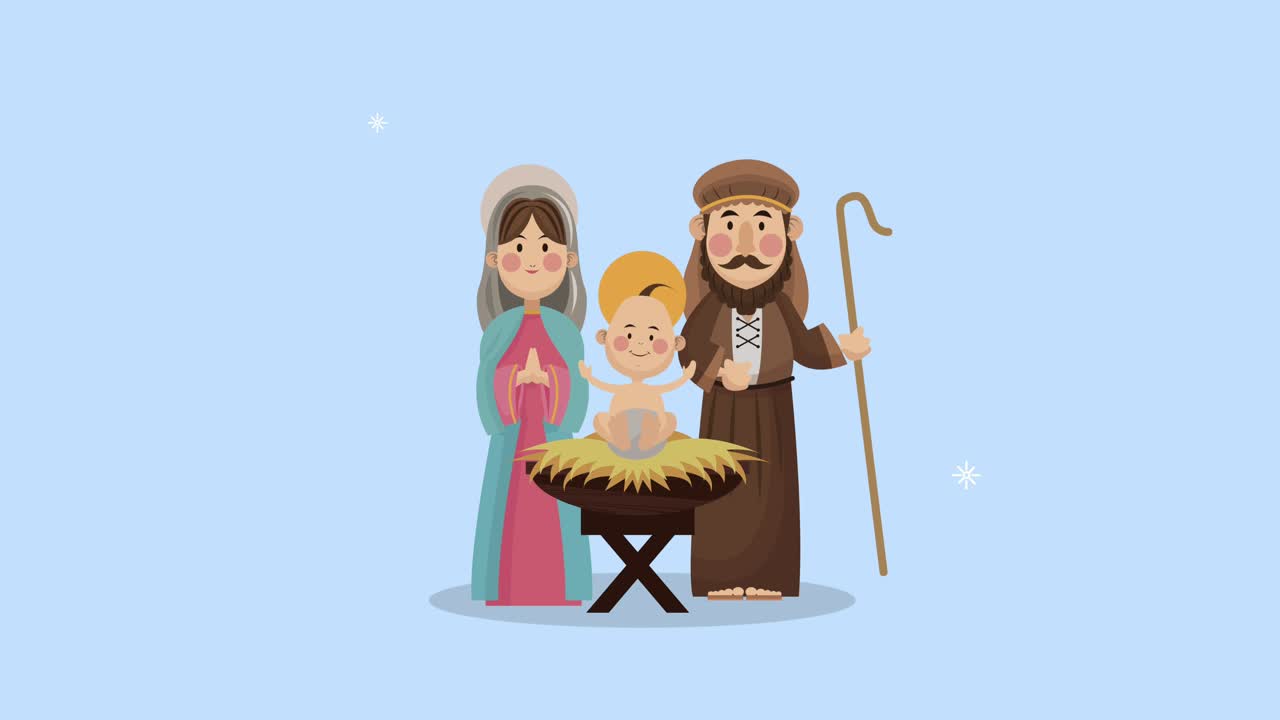 mery christmas animation with holy family