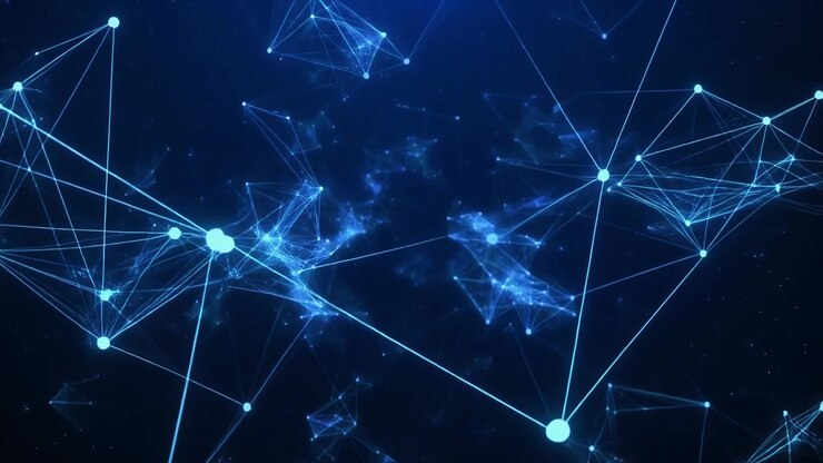 Abstract Digital Network Connection with Glowing Blue Nodes and Lines