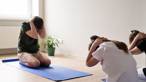 people practising yoga