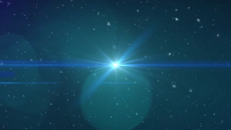 Green-glowing-spots-of-light-and-lens-flare-against-black-background