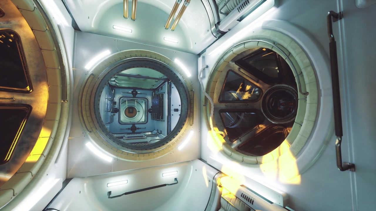 Station module featuring three viewing windows and gentle lighting
