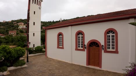 amazing small church in ithaca, greece on an overcast day kioni village.