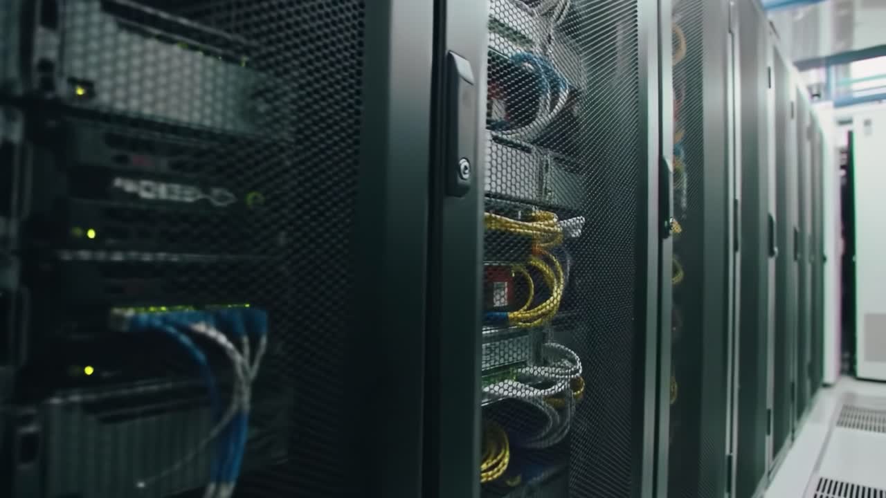 primer plano del estante del servidor