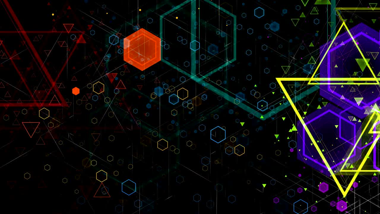 apariencia pulsante animada de formas geométricas de colores de diferentes tamaños. en bucle
