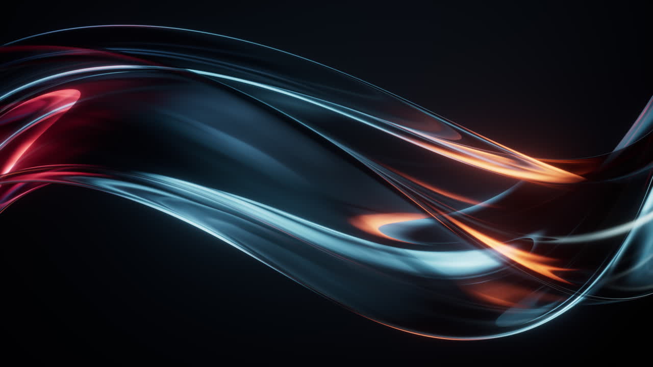 Dark transparent glass curves background, 3d rendering.