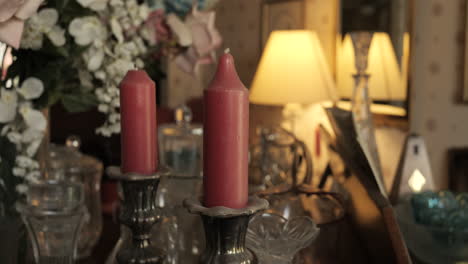 traditional blue and red christmas wax candles