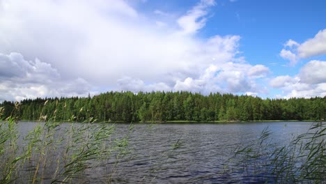 Lapso-De-Tiempo-Del-Paisaje-Del-Lago-En-Finlandia-Durante-El-Verano