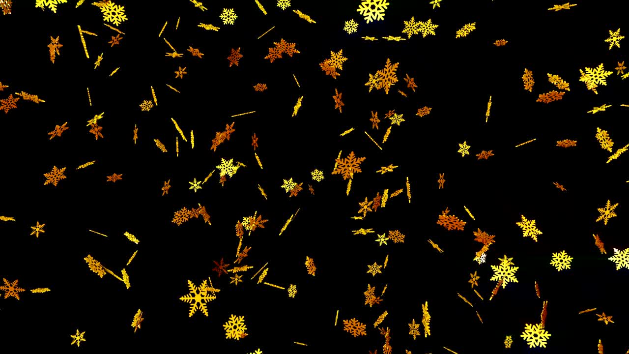 검은 바탕에 떨어지는 금색 눈송이.