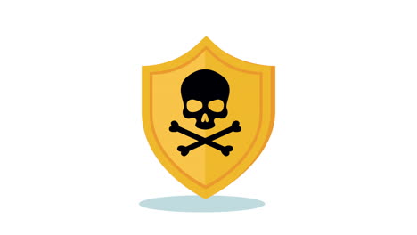 security shield with danger skull animation