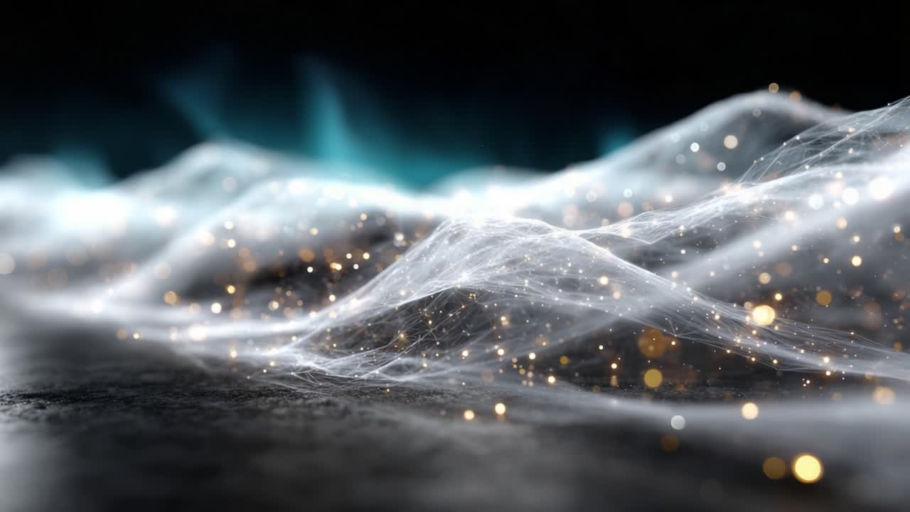 A Captivating Display of Ethereal Beauty and Fluid Motion in a Dreamlike Landscape of Light and Particles, Enhancing the Sense of Depth and Mystery