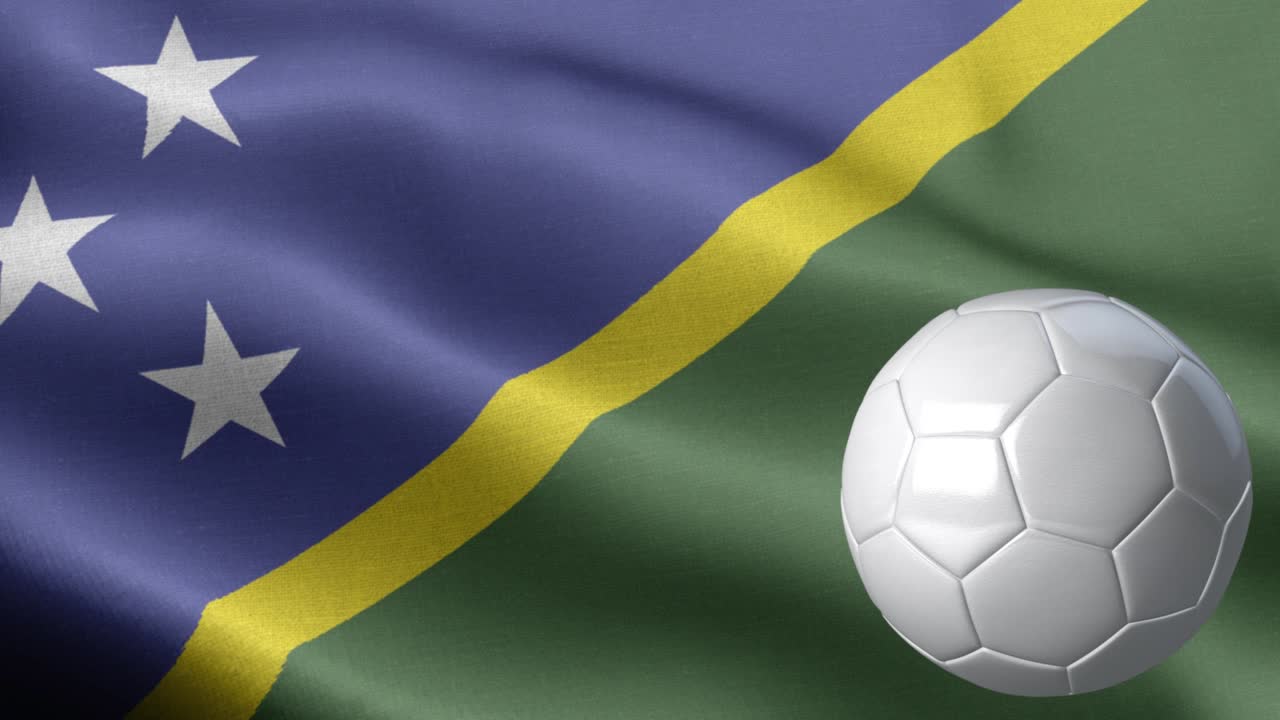 Bandiera delle Isole Salomone e pallone da calcio - Bandiera della Slovenia ad alta definizione - Elementi in loop con motivo a onde della bandiera nazionale delle Isole Salomone - Pallone da calcio e bandiera