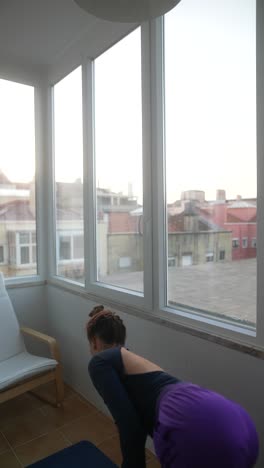 yoga practice on balcony