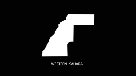 digital revealing and zooming in on western sahara country map alpha video with country name revealing background | western sahara country map and title revealing alpha video for editing template