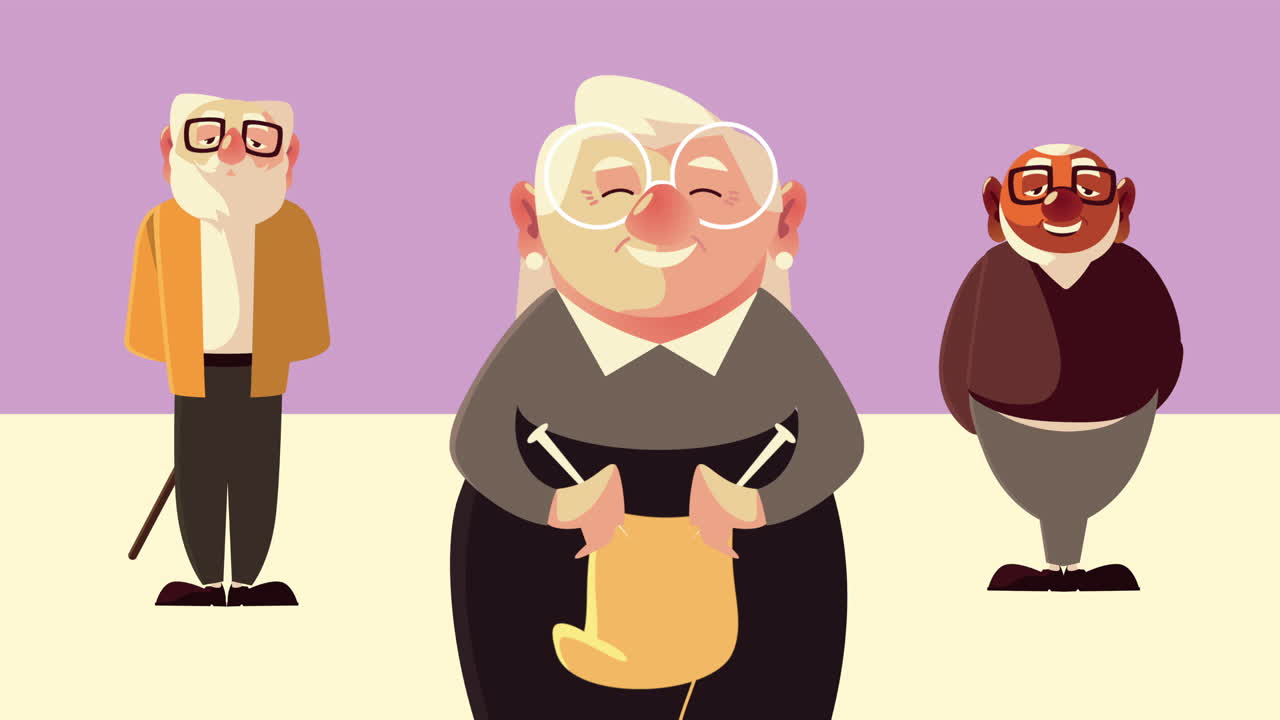 은이들이 서 있는 애니메이션 캐릭터