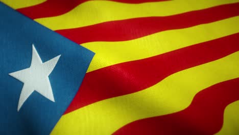 estelada flag of the separatist movement of catalonia waving in the wind