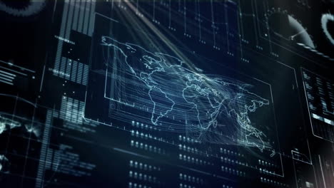 Animación-Del-Procesamiento-De-Datos-Digitales-Sobre-El-Mapa-Mundial