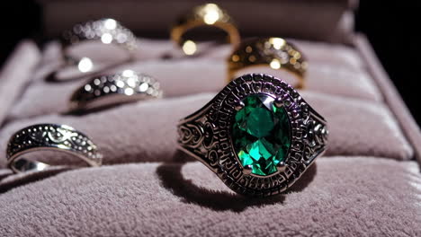 elegant rings in a velvet box