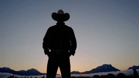cowboy silhouette at sunrise