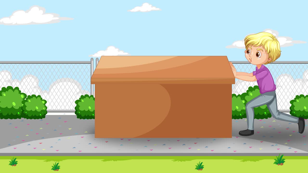 마찰력과 밀기 힘을 보여주는 만화