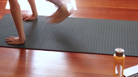 caucasian woman doing sport at home