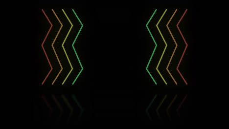 animación de líneas en zigzag de neón multicolores sobre un fondo negro.